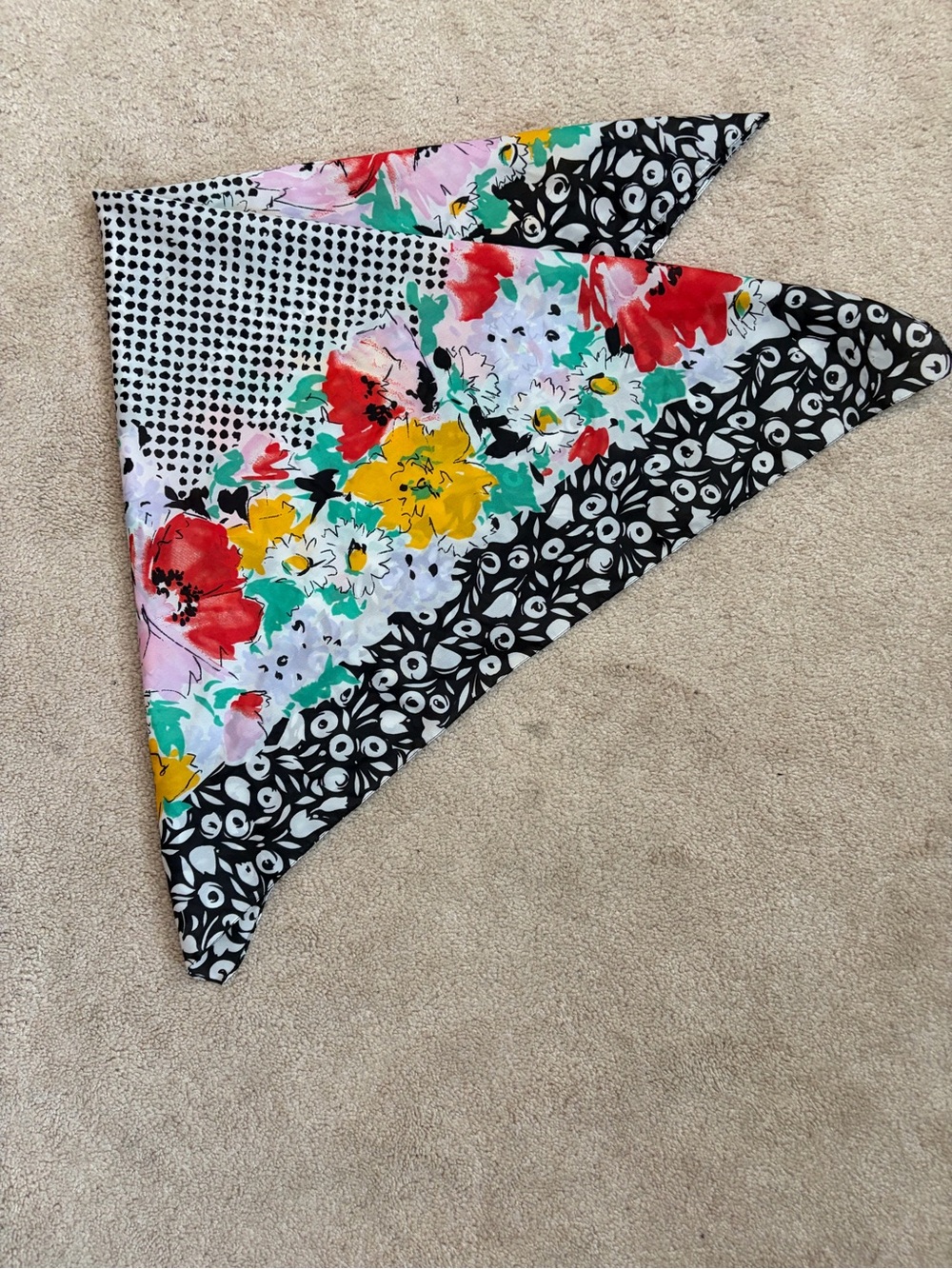 Floral & Geometric Multicolor Triangle Scarf
